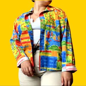 Vintage colorful button up shirt perfect to add personality to you outfit!